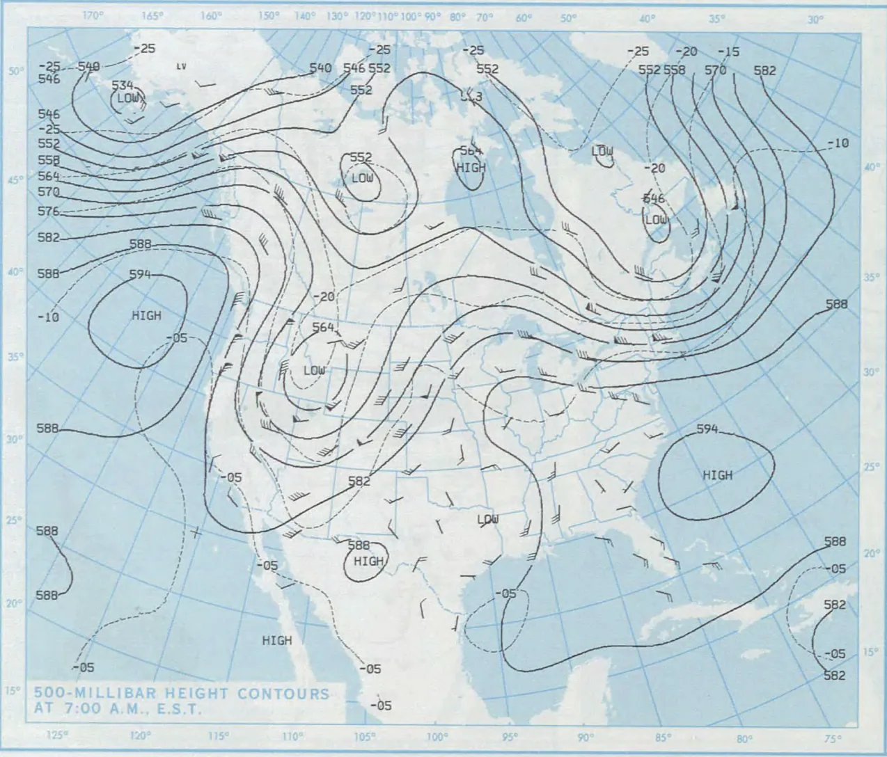 500-millibar height contours, September 11, 1988
